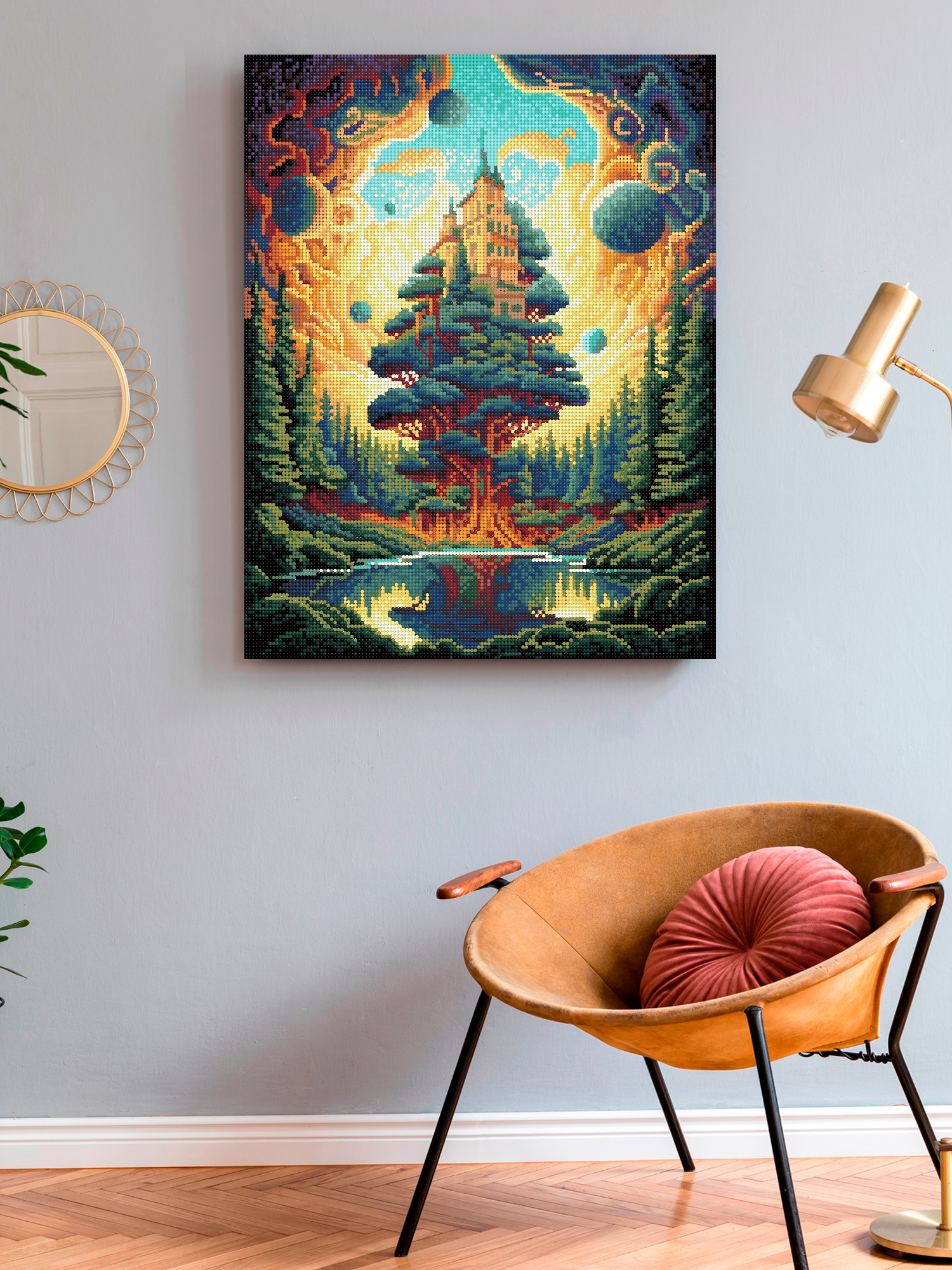 Алмазная мозаика Art on Canvas холст на подрамнике 40х50 см Замок на дереве - фото 3