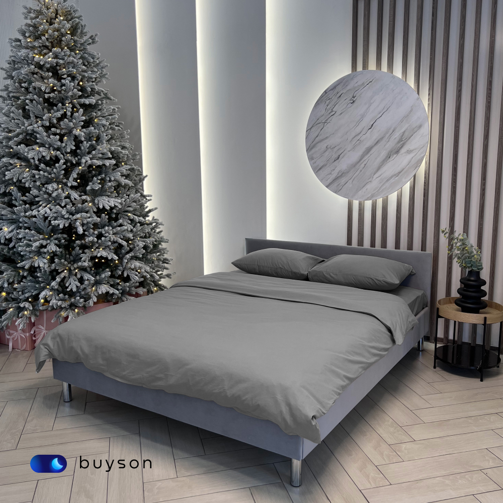 Комплект наволочек buyson BuyDream 50х70 см, хлопковый поплин, цвет стальной - фото 9