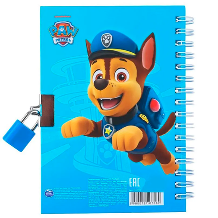 Блокнот на спирали Paw Patrol для записей рисования и творчества Щенячий патруль А6 50 листов с замочком