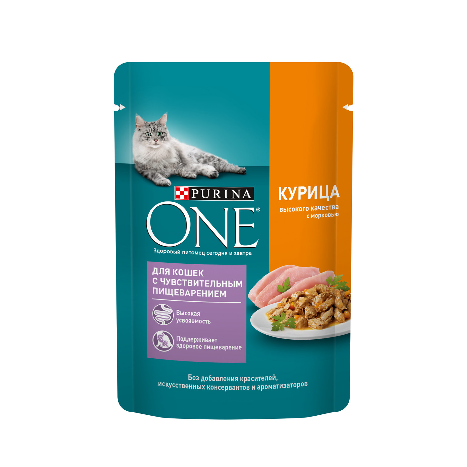 Корм для кошек Purina One чувствительное пищеварение курица 75г купить по  цене 27 ₽ с доставкой в Москве и России, отзывы, фото