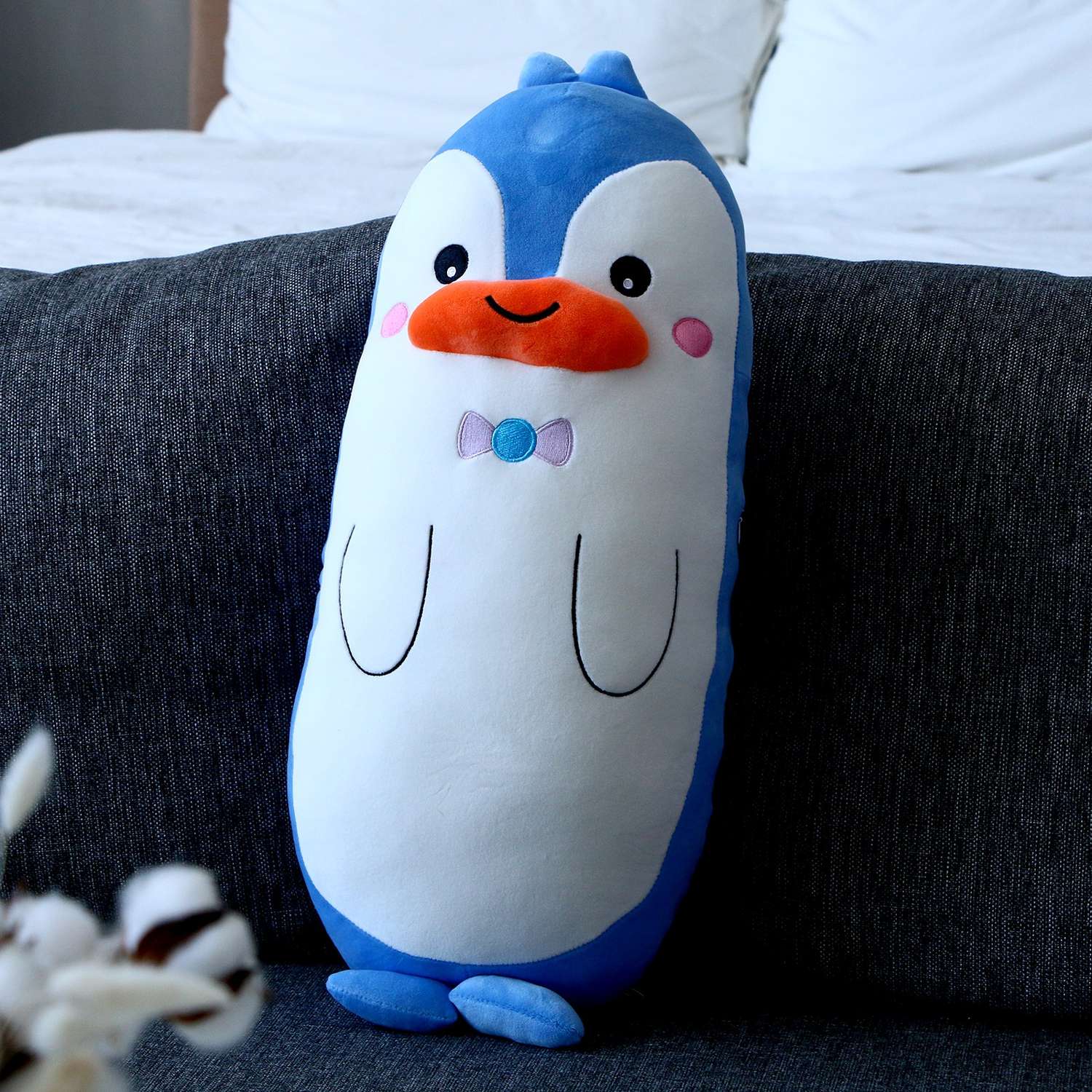Мягкая игрушка Sima-Land подушка «Пингвин с бантиком» 50 см цвет бело-голубой - фото 1