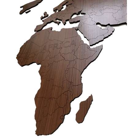 Карта мира настенная Afi Design деревянная с гравировкой и Антарктидой 80х40 см орех
