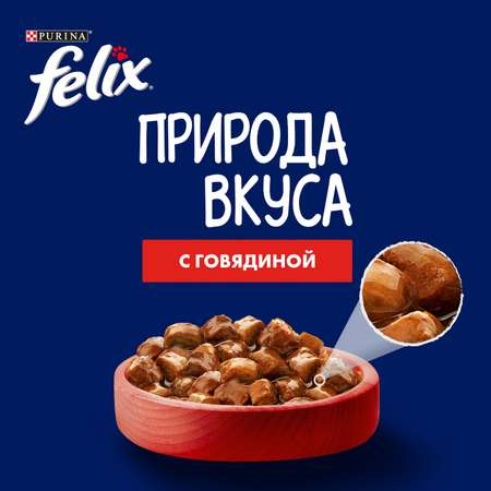 Корм для кошек Felix 75г Природа вкуса для взрослых с говядиной в соусе Felix