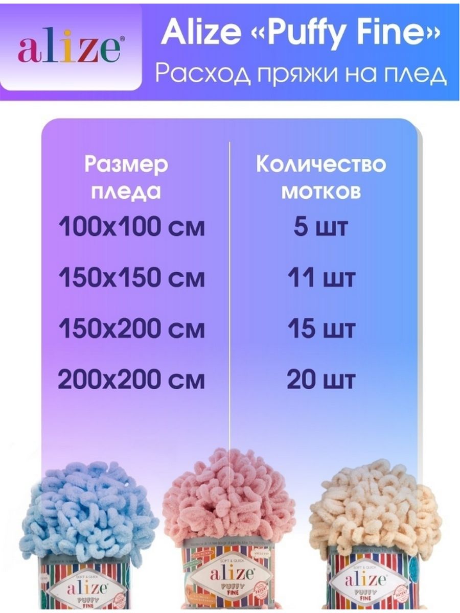 Пряжа для вязания Alize puffy fine 100 г 14.5 м микрополиэстер фантазийная мягкая 82 желтый 5 мотков - фото 7