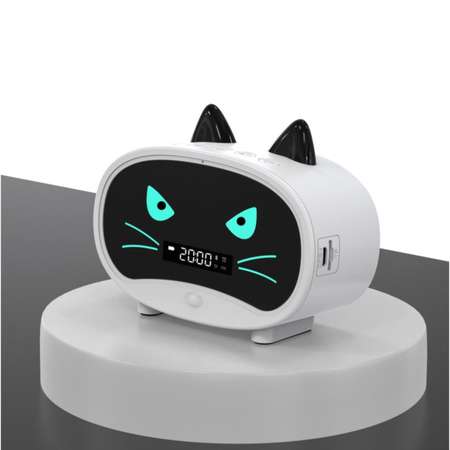 Часы Sima-Land электронные настольные «Кошка» белая индикация с колонкой 9.5 х 11.5 х 4.5 см