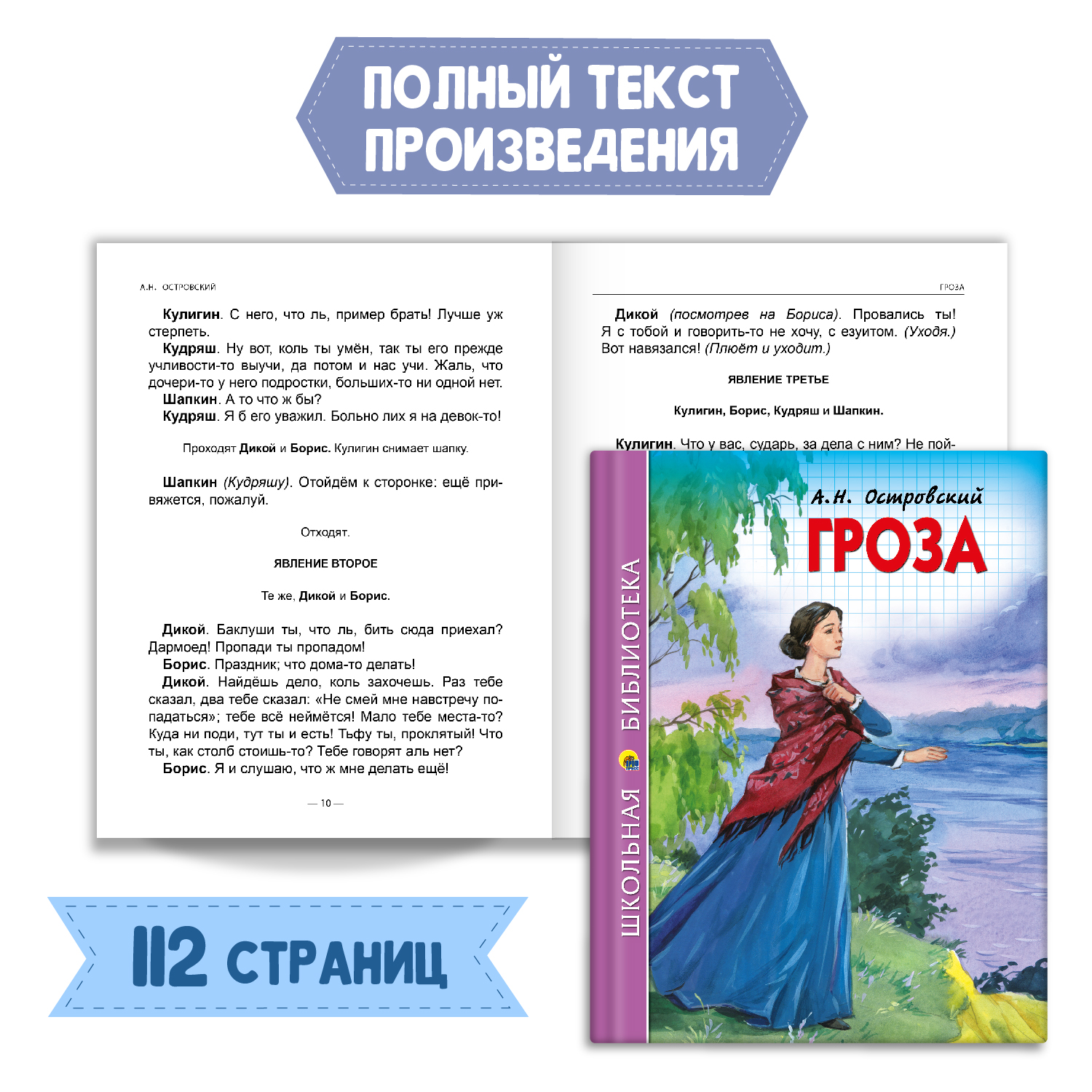 Книга Проф-Пресс Гроза А.Н. Островский 112с.+Читательский дневник 1-11 кл в  ассортименте. 2 предмета в уп