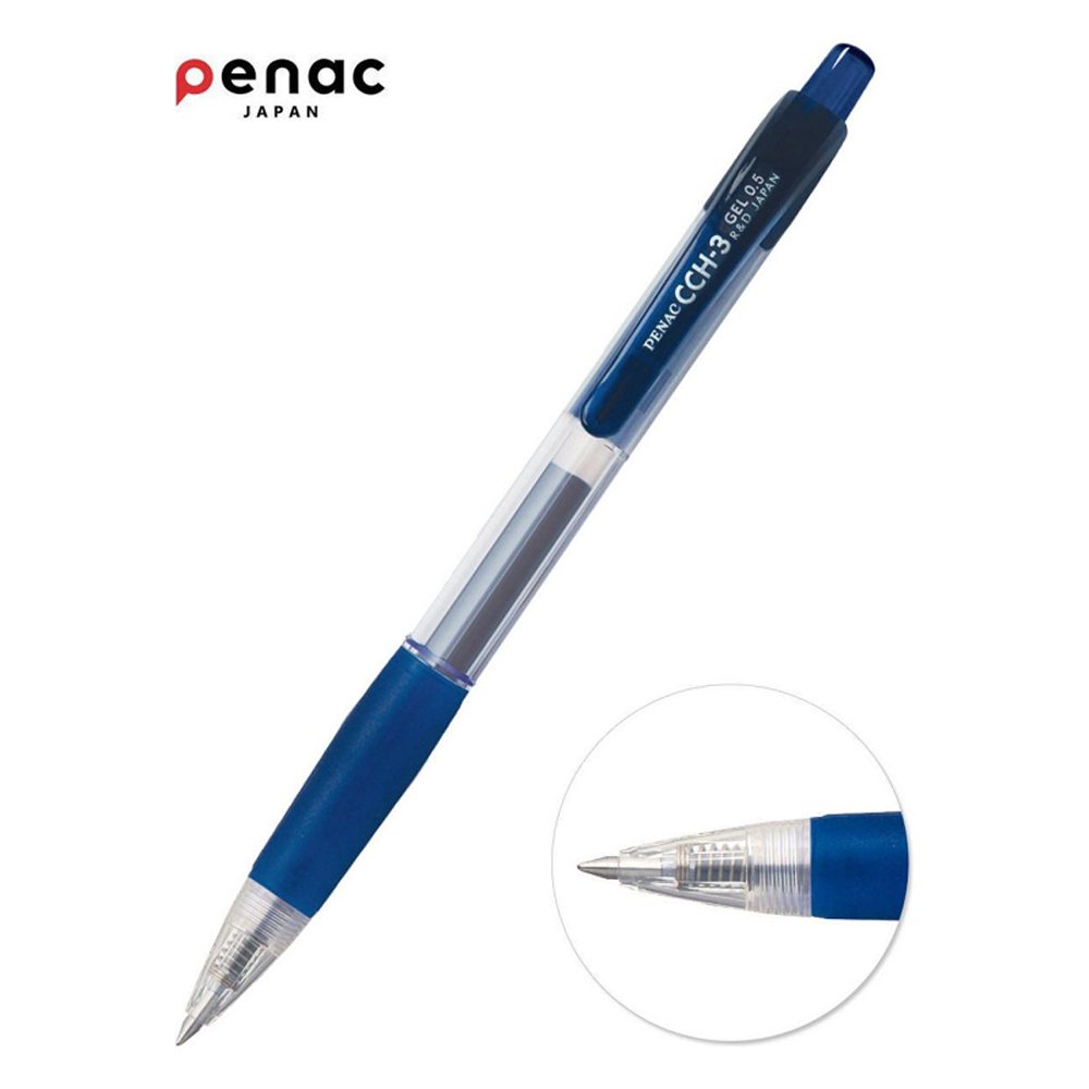 Ручка гелевая PENAC автоматическая CCH-3 gel 0.5 мм синяя 2 штуки - фото 2