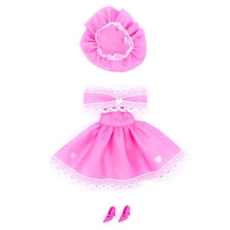 Легкое платье из шелка Модница для куклы 29 см 1401 розовый