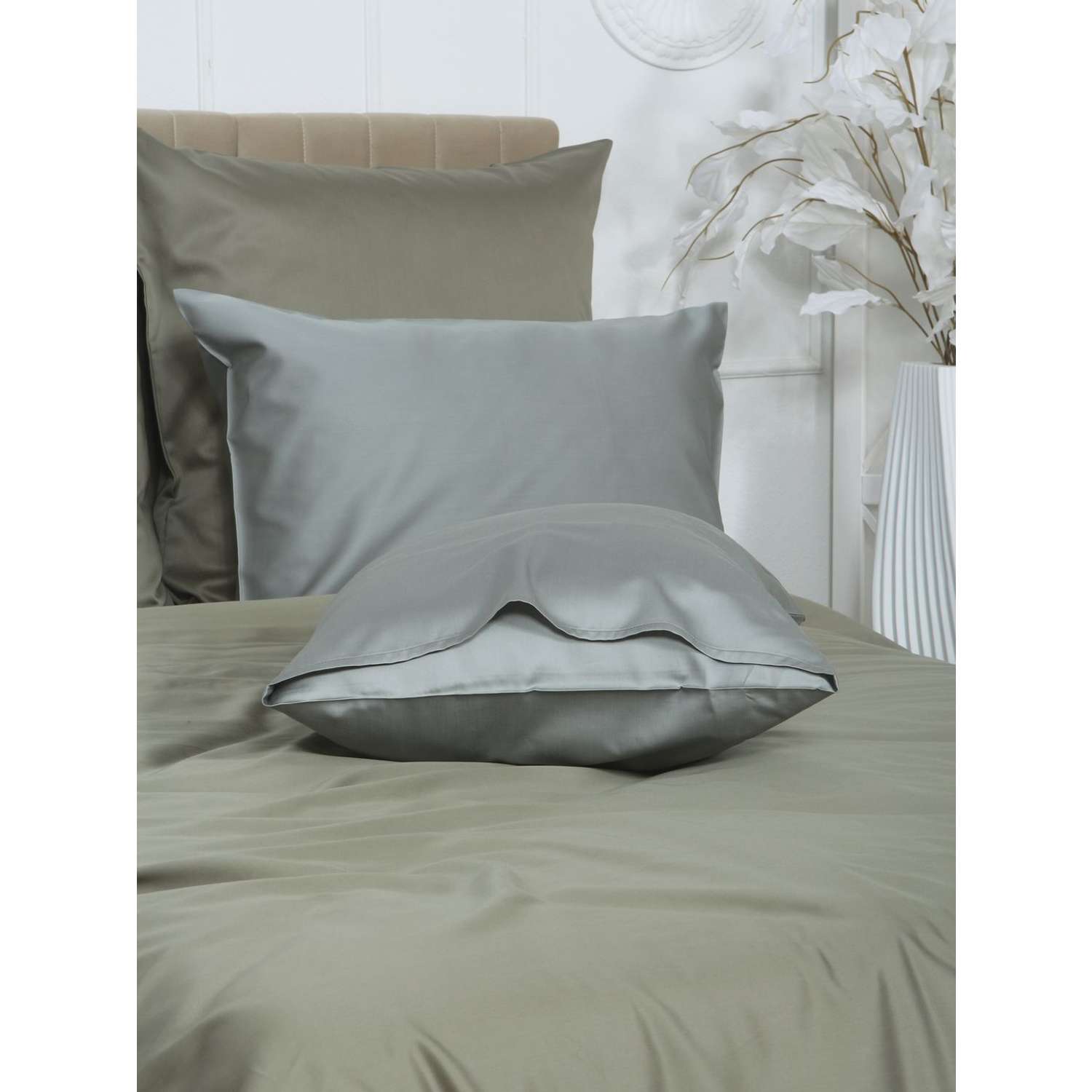 Комплект постельного белья Mona Liza 2 спальный ML Luxury sage тенсель лиоцелл шалфей/камень - фото 3
