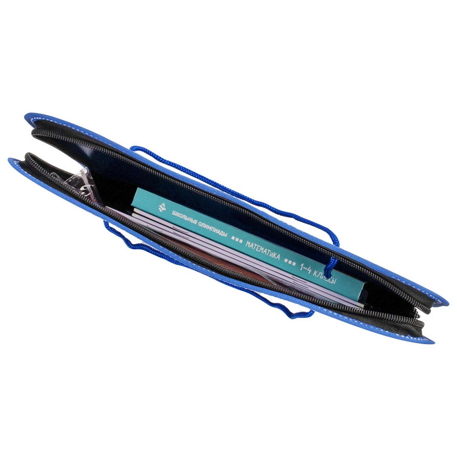 Папка на молнии Brauberg пластиковая с ручками А4 синяя - фото 2