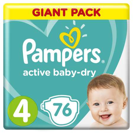 Подгузники Pampers Active Baby-Dry 4 9-14кг 76шт