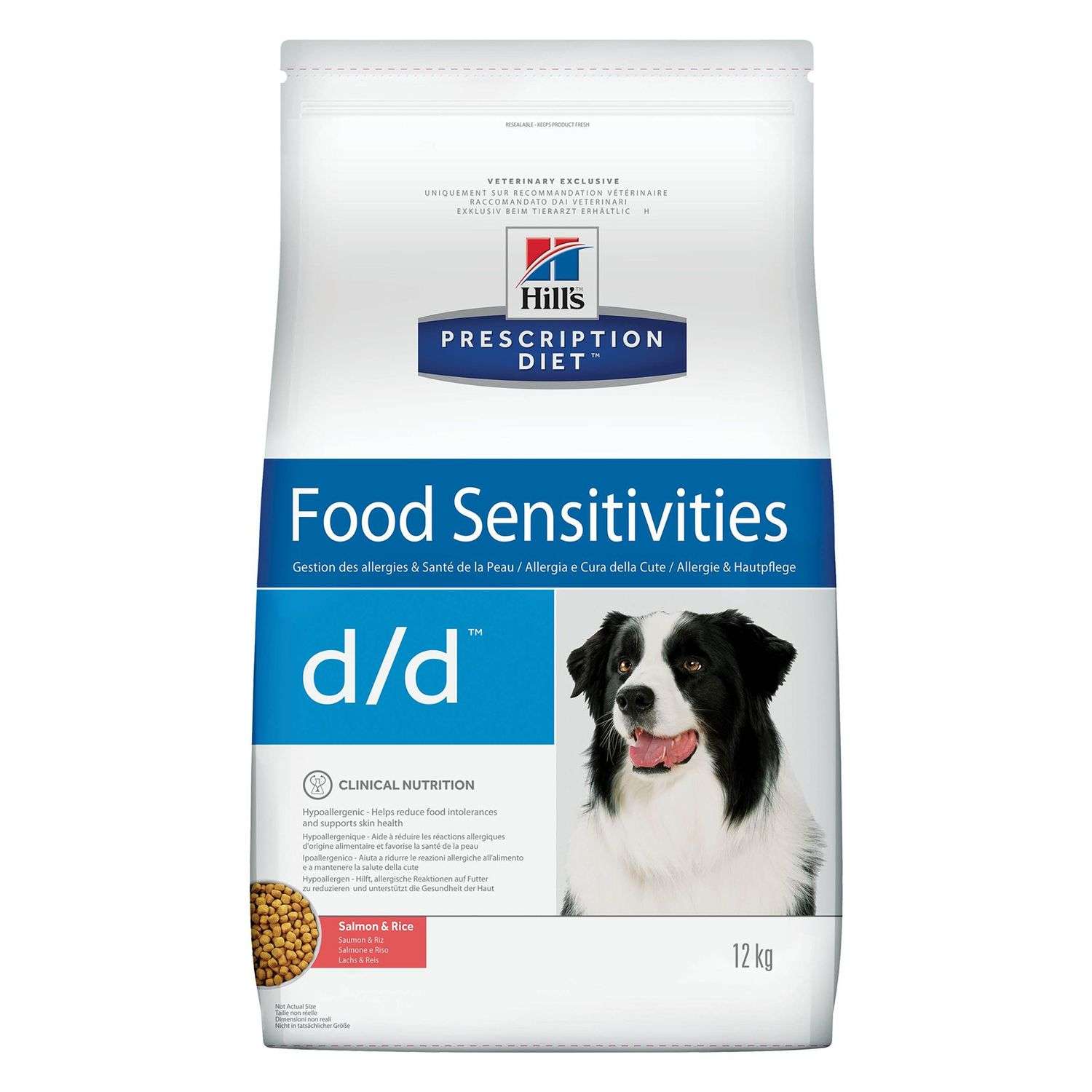 Корм для собак HILLS 12кг Prescription Diet d/d Food Sensitivities для кожи при аллергии и заболеваниях кожи лосось с рисом сухой - фото 1