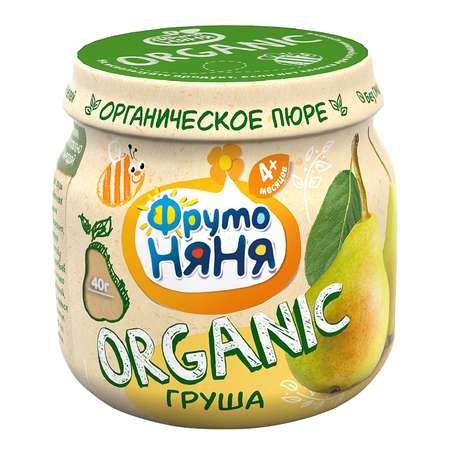 Пюре ФрутоНяня Organic из груш натуральное 80 г с 4 месяцев