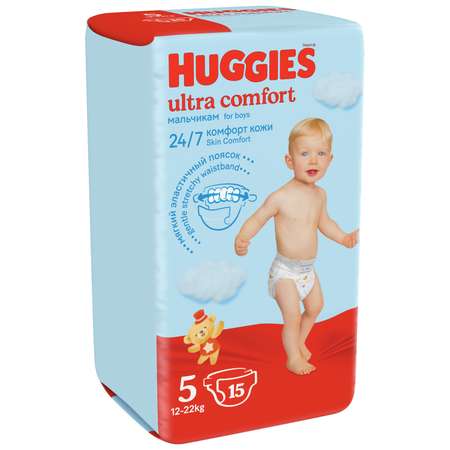 Подгузники для мальчиков Huggies Ultra Comfort 5 12-22кг 15шт