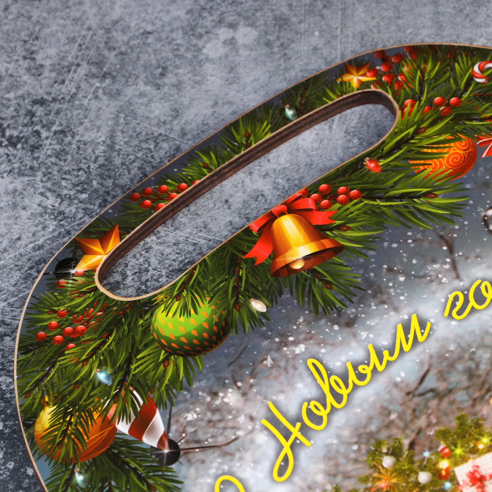 Доска Доляна разделочная «Дед мороз на машине 2024» 21.2×19.5×0.6 см - фото 5