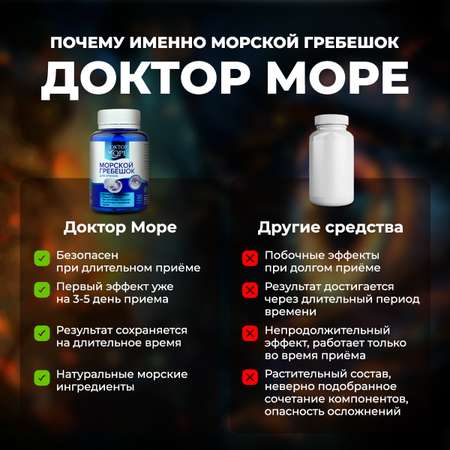 Вытяжка из морского гребешка Доктор Море аминокислоты для зрения 30 капсул