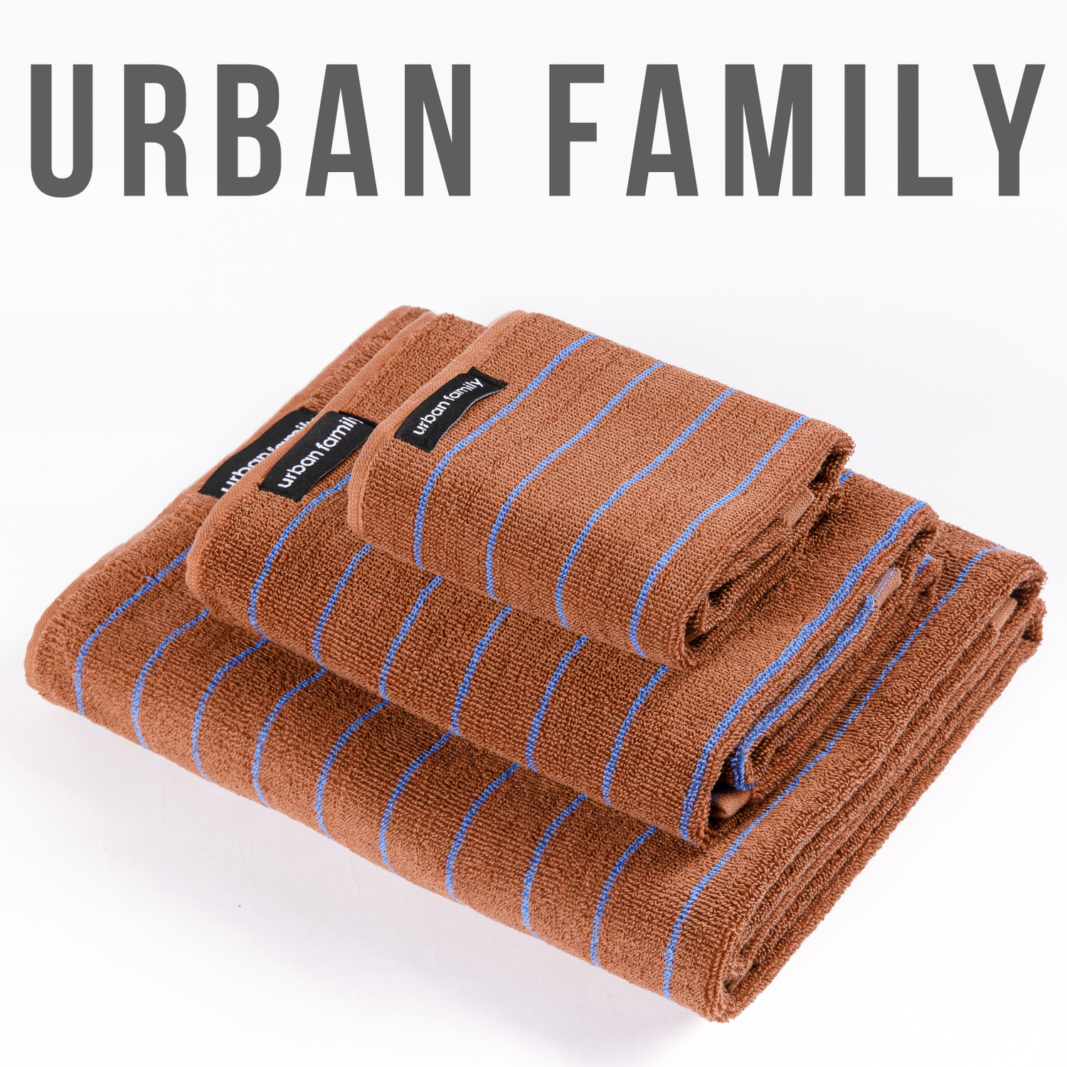 Набор махровых полотенец Urban Family Коричневый с полоской - фото 2