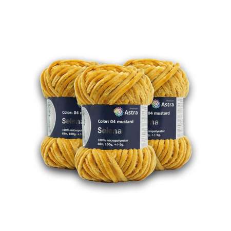 Пряжа для вязания Astra Premium селена мягкая микрополиэстер 100 гр 68 м 04 горчичный 3 мотка