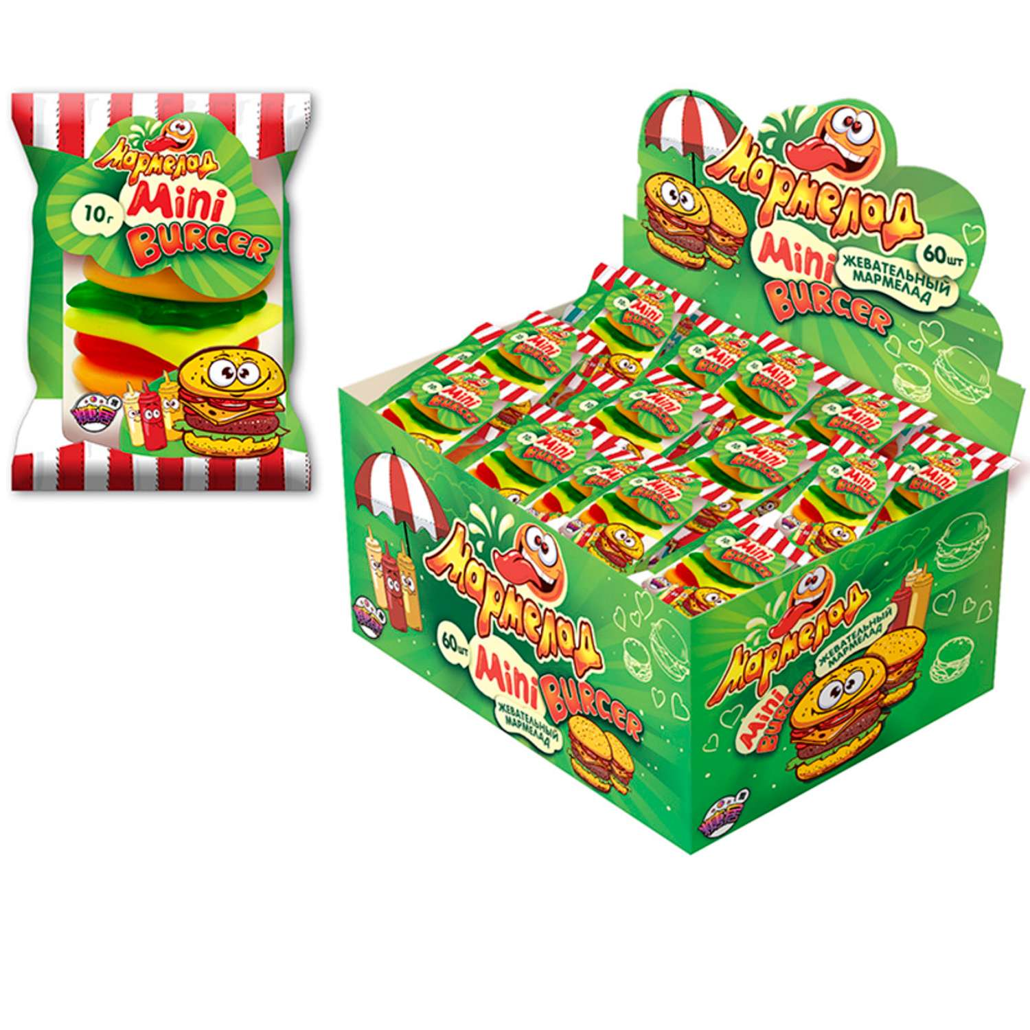 Мармелад Fun Candy Lab mini BURGER фруктовый микс 60 шт по 10 гр - фото 1