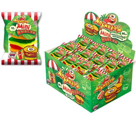 Мармелад Fun Candy Lab mini BURGER фруктовый микс 60 шт по 10 гр