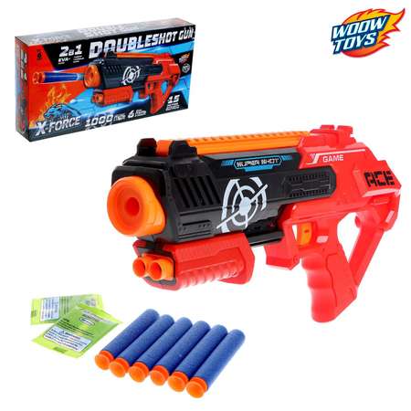 Бластер DOUBLESHOT GUN WOOW TOYS стреляет мягкими и гелевыми пулями