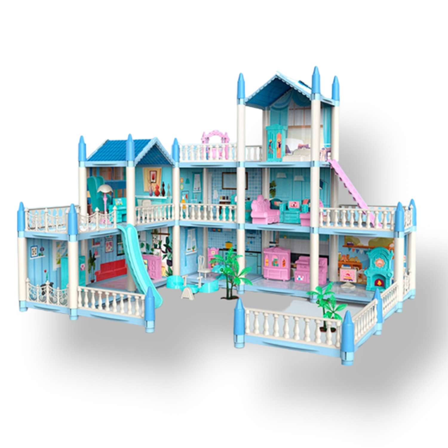 Трехэтажный дом SHARKTOYS для куклы голубой 11500020 - фото 1