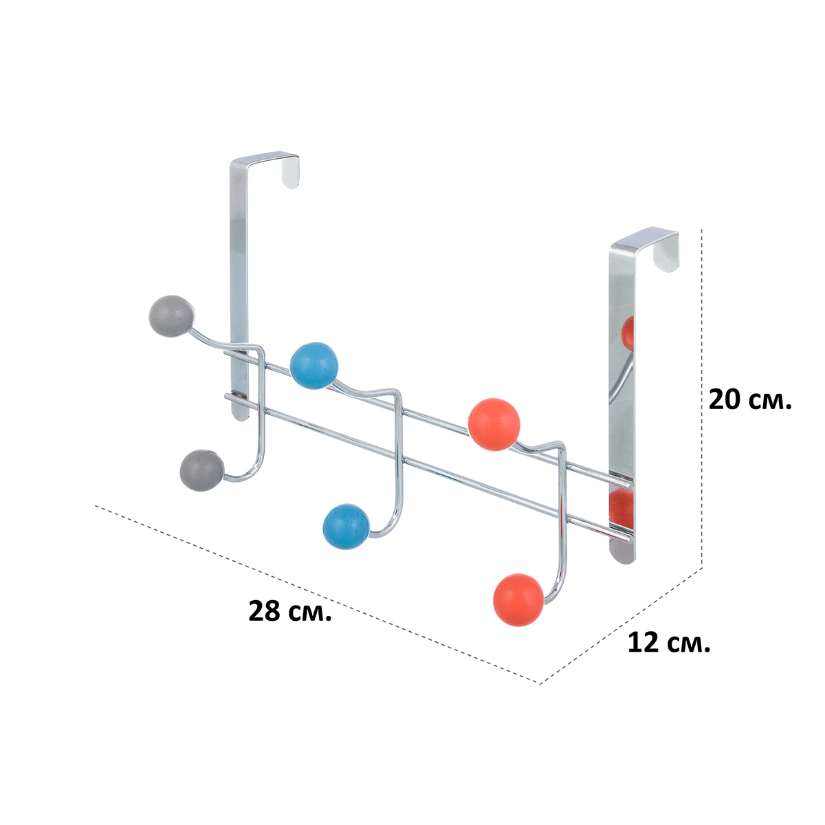 Вешалка El Casa на дверь Разноцветная 6 крючков - фото 2