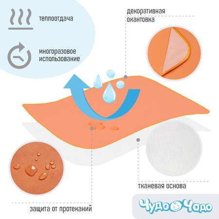 Клеенка Чудо-чадо подкладная с окантовкой в кроватку 70х100 оранжевая