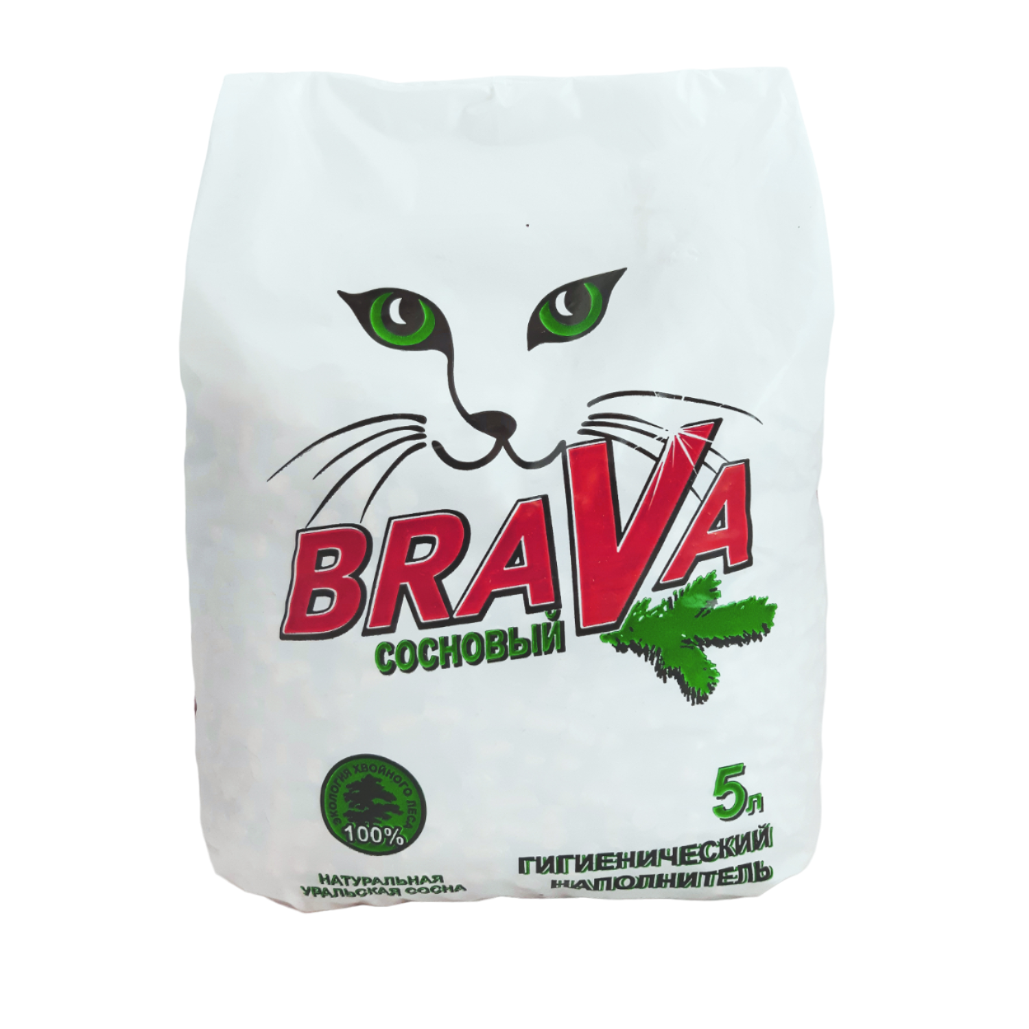 Наполнитель для кошек BraVa древесный впитывающий Сосновый 5л - фото 1