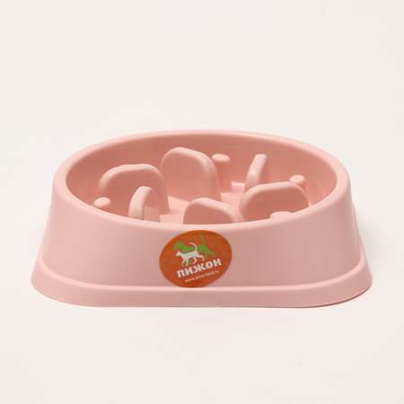 Миска Пижон Медленное кормление от переедания 20х20х4.5 см розовая 150 мл