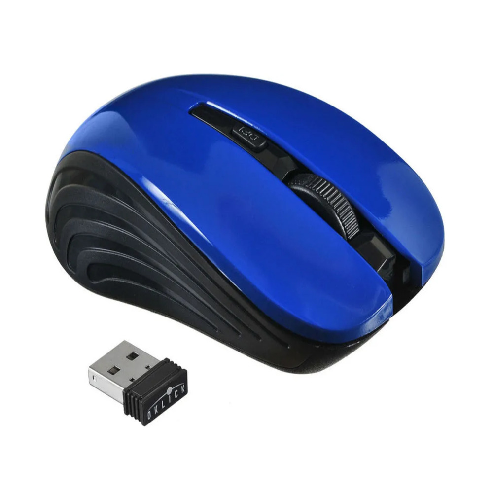 Мышь OKLICK 545MW черный/синий оптическая (1600dpi) беспроводная USB (3but) - фото 1
