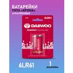 Батарейка алкалиновая DAEWOO Energy Alkaline 6LR61 9V Крона 1 шт. 6LR61ЕА-1B