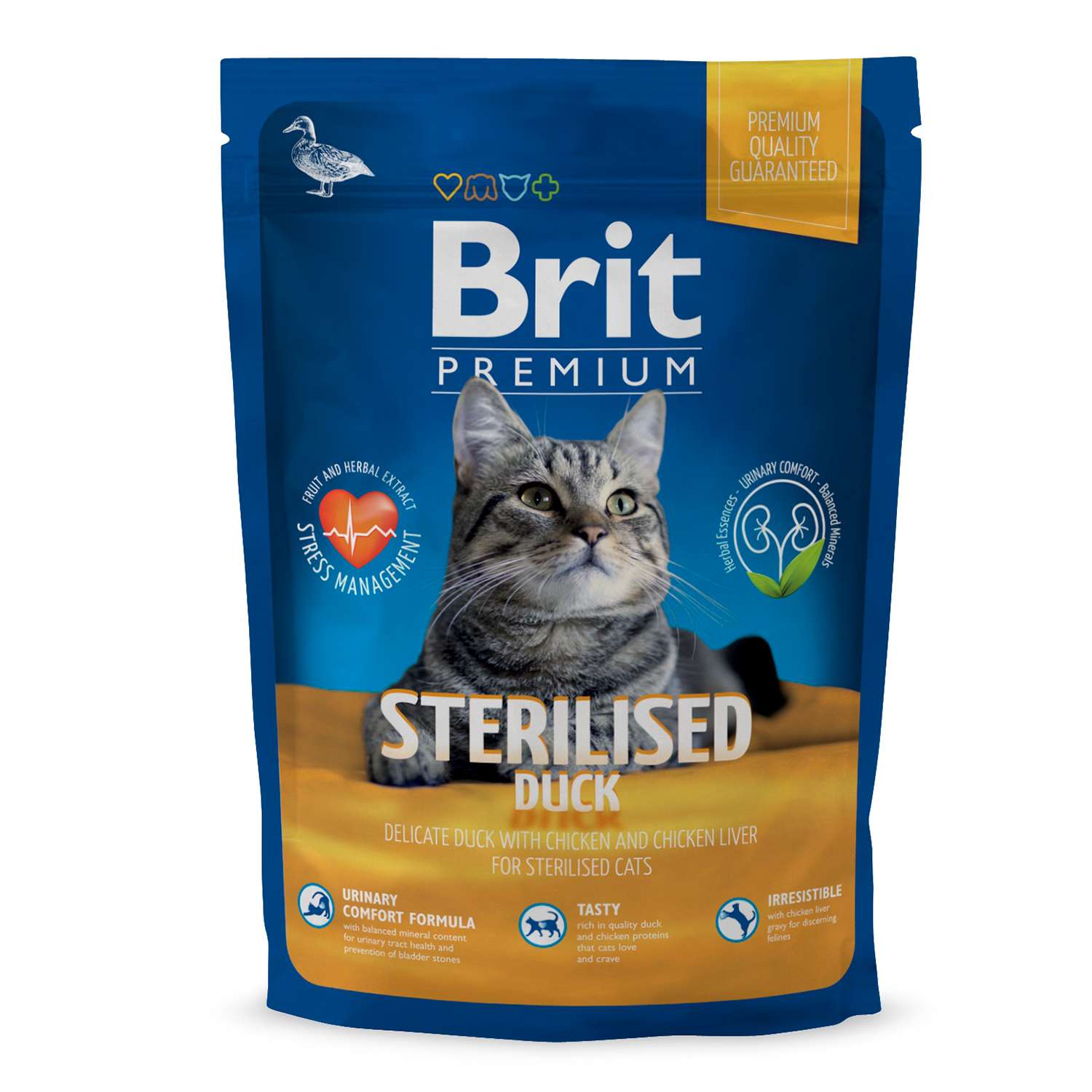 Корм для кошек Brit 1,5кг Premium для стерилизованных утка - фото 1