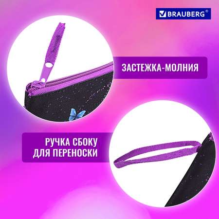 Папка-сумка Brauberg для документов тетрадей для школы канцелярская с ручками на молнии