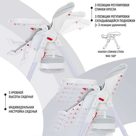 Стул-шезлонг для кормления Nuovita Tutela с перфорацией Серый