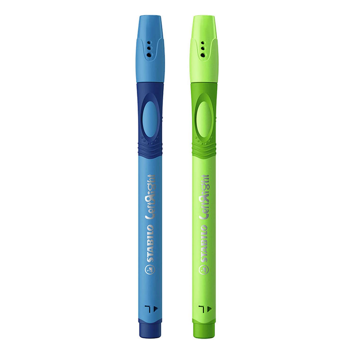 Ручка шариковая масляная STABILO LeftRight для левшей для обучения письму F синяя / корпус синий + зелёный 2штуки в пакете - фото 2