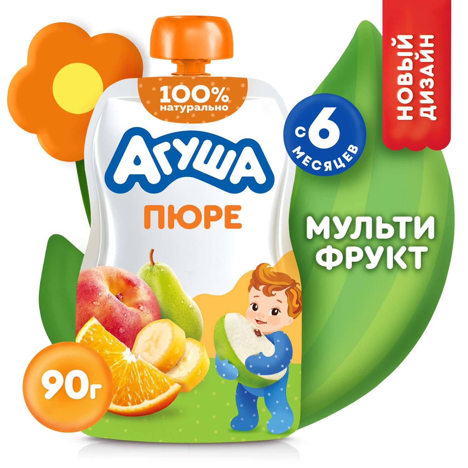 Пюре Агуша мультифрукт 90г с 6месяцев - фото 1