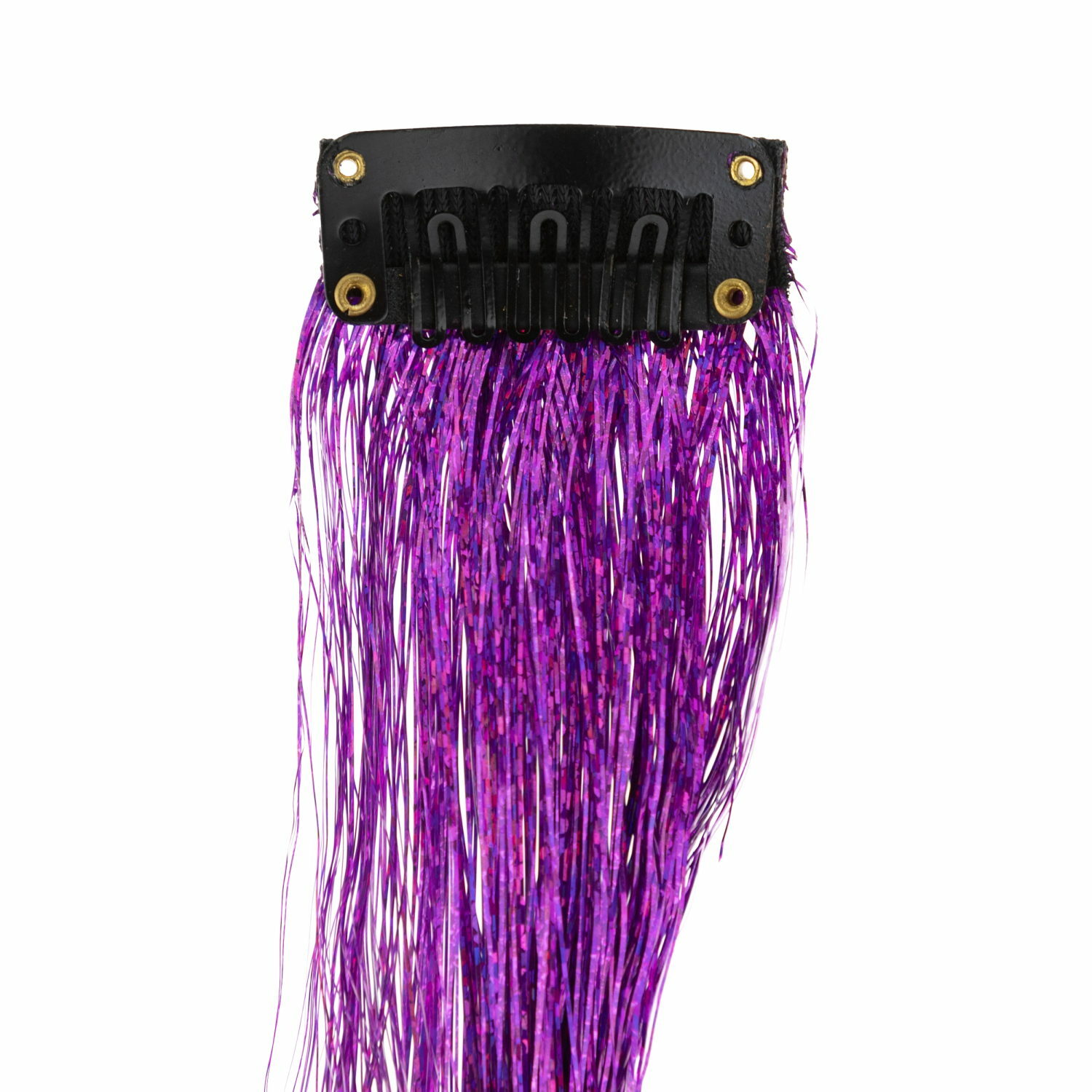 Цветные пряди для волос Lukky Fashion на заколках искусственные блестящие фиолетовые 60 см аксессуары для девочек - фото 7