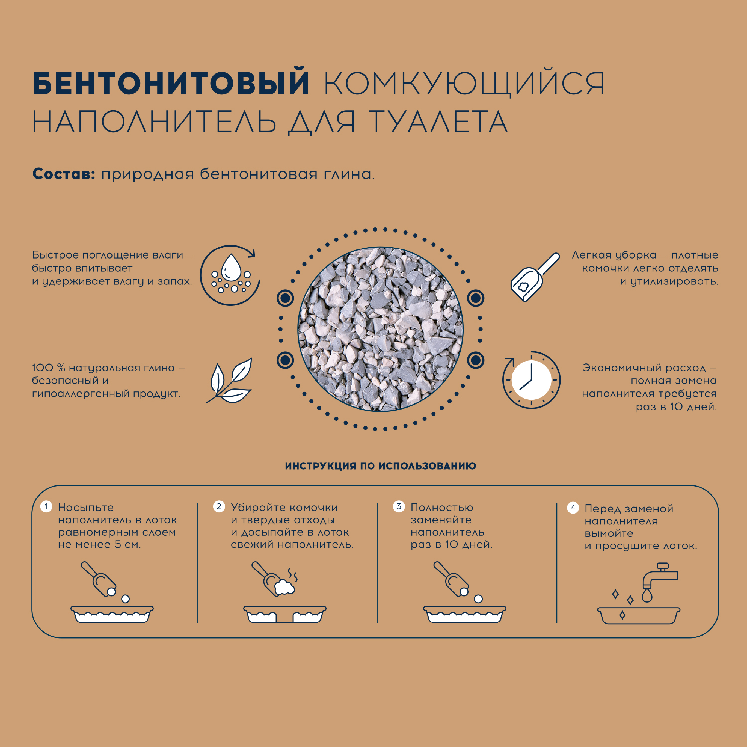 Наполнитель для кошачьего туалета Homzen комкующийся 14л 6кг - фото 4