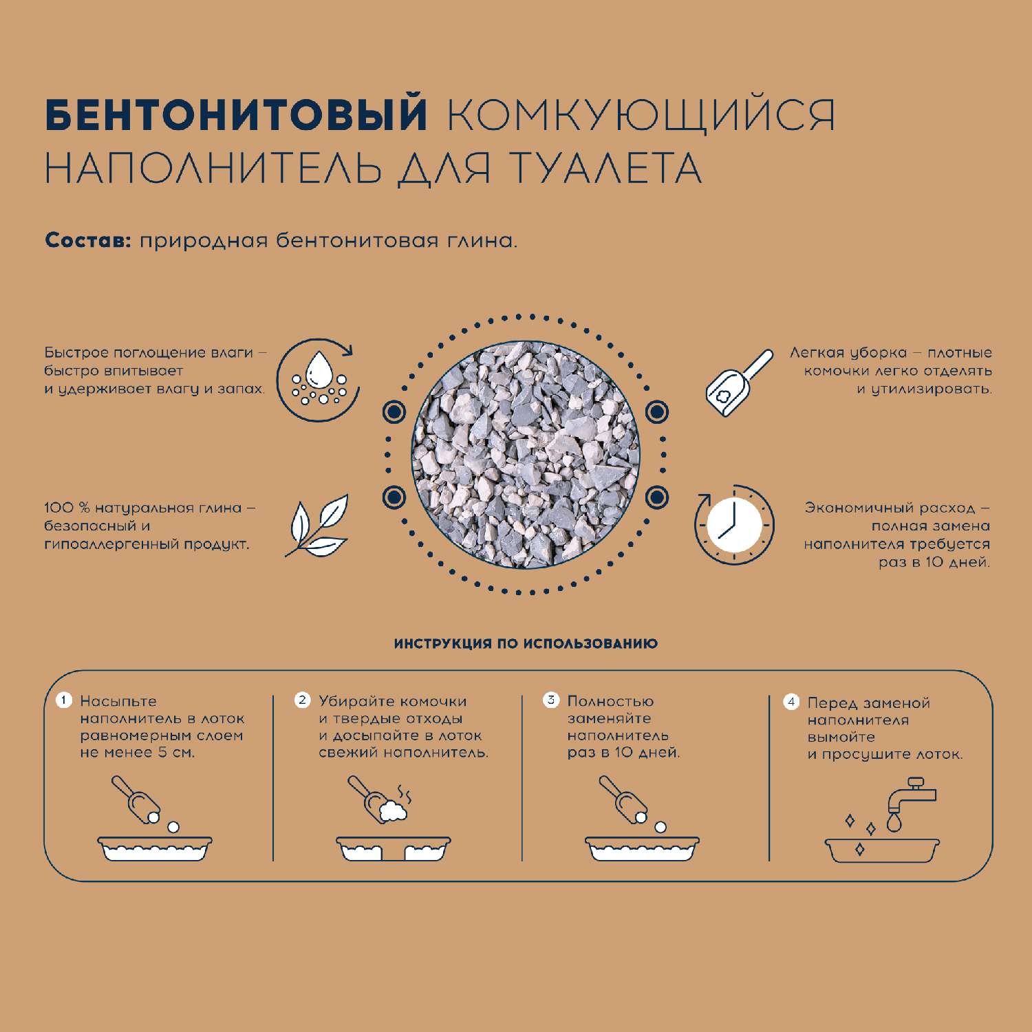 Наполнитель для кошачьего туалета Homzen комкующийся 14л 6кг - фото 4