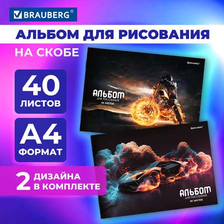 Альбом для рисования Brauberg А4 40 листов набор 2 штуки