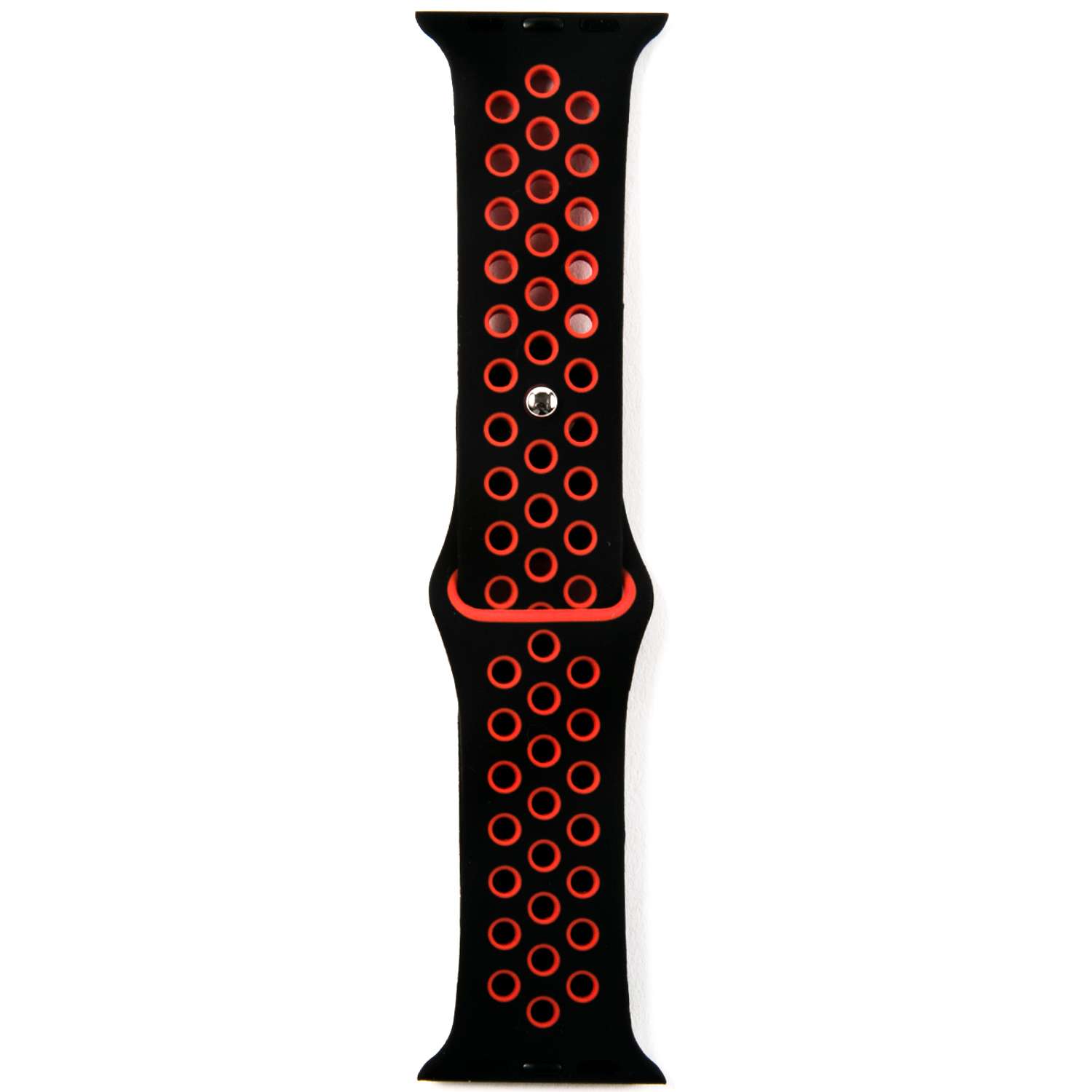 Ремешок RedLine силиконовый двухцветный для Apple watch 38-40 mm S3-S4-S5-SE-S6 черно-красный - фото 2