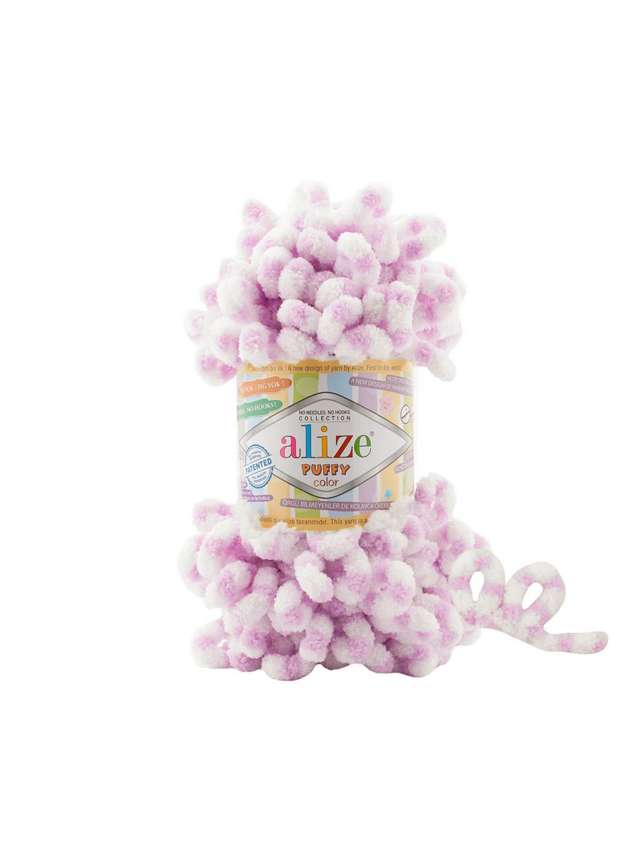 Пряжа Alize фантазийная для вязания игрушек Puffy Color 100 гр 9 м 5 мотков 6458 секционный - фото 7