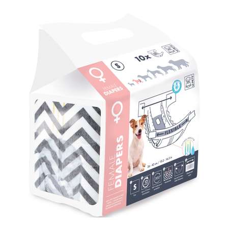 Подгузники для собак M-PETS S 26-42см 10шт