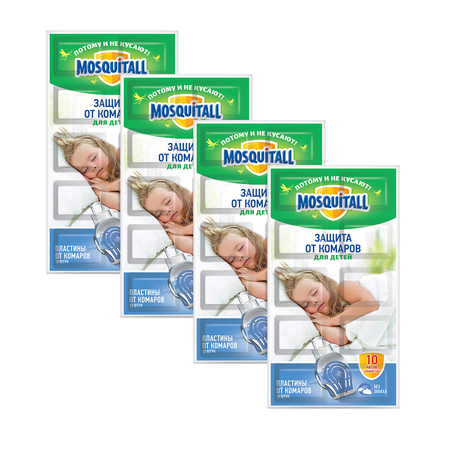 Пластины Mosquitall 10 шт Нежная защита для детей от комаров 4 упаковки