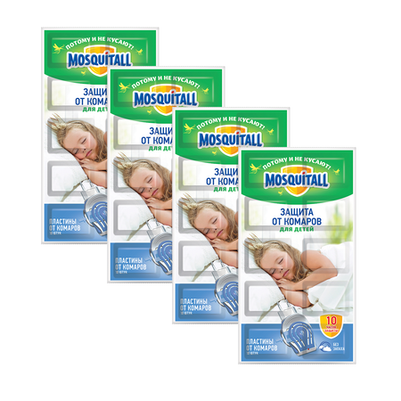 Mosquitall Пластины MOSQITOL 10 шт Нежная защита для детей от комаров 4 шт