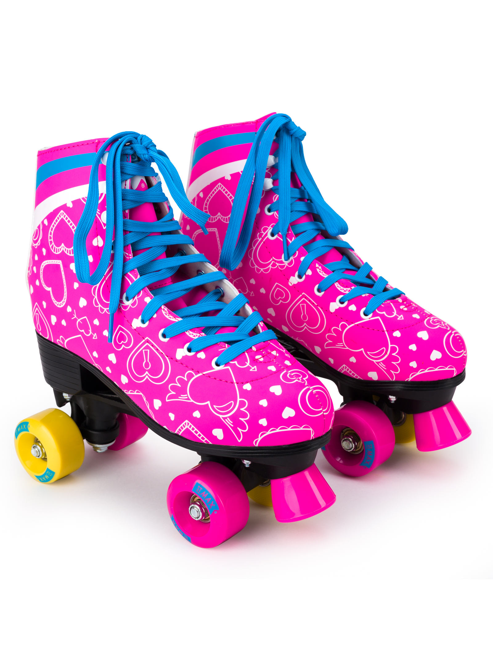 Роликовые коньки SXRide Roller skate YXSKT04BLPN38 цвет розовые с белыми сердечкам размер 38 - фото 1