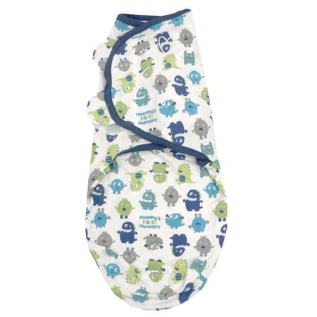 Конверт для пеленания Summer Infant SwaddleMe Маленькие монстры на липучке SM Синий