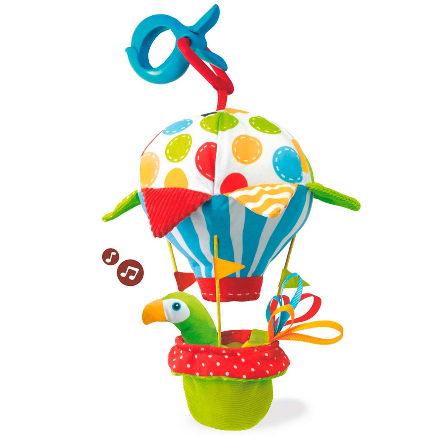 Игрушка мягкая музыкальная Yookidoo Попугай на воздушном шаре - фото 1