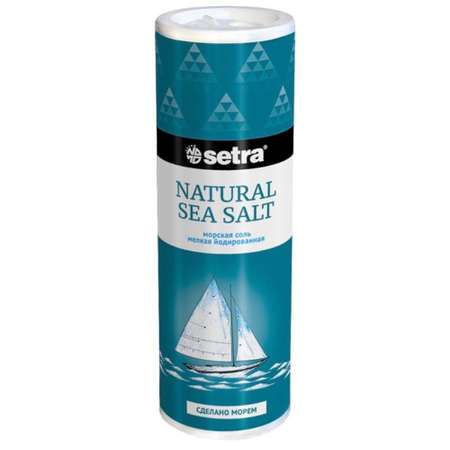 Соль морская Setra пищевая йодированная мелкая 250 г солонка